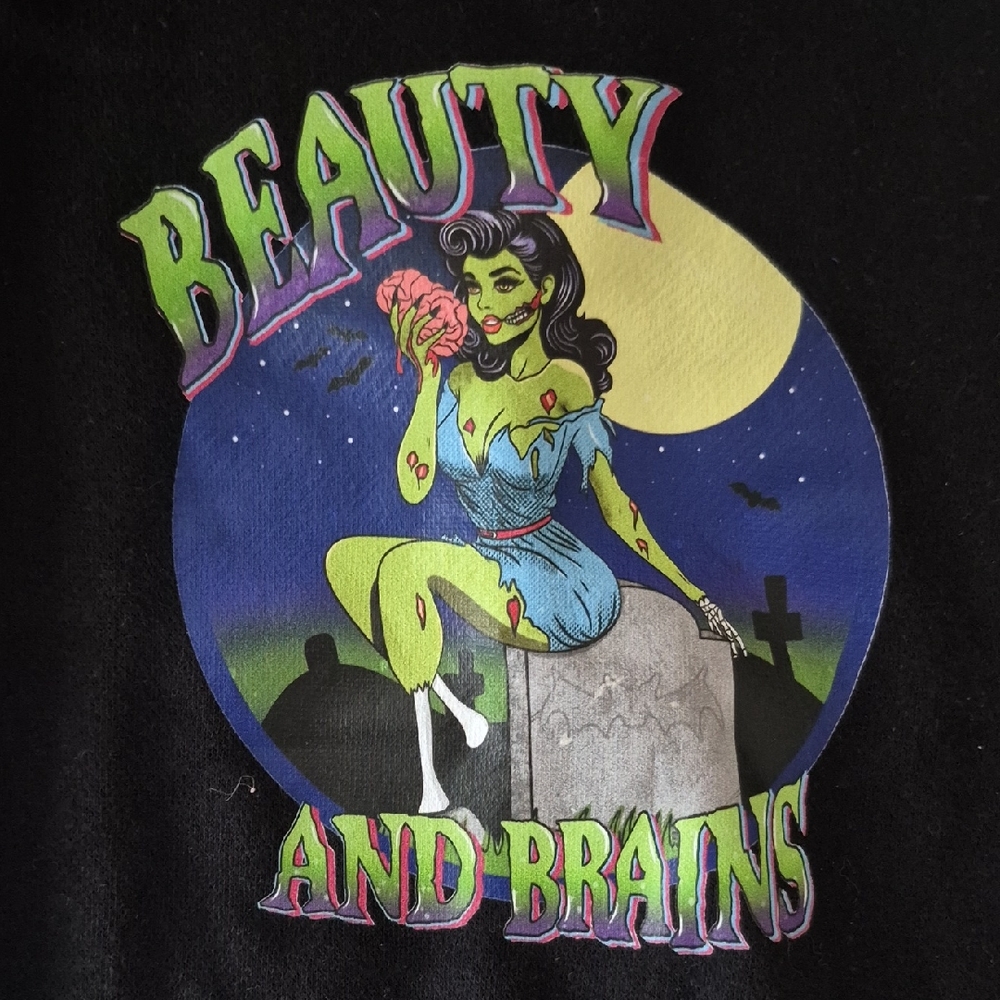 new BEAUTY & BRAINS Zombie Pinup Sweatshirt 2T Goth Gore Trick-or-treat Pullover